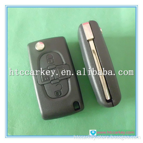 for peugeot key for 4 Button with battey flip remote key